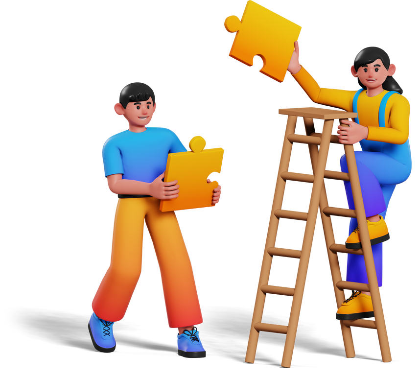 Startup Team Work Collaboration 3D Character Illustration